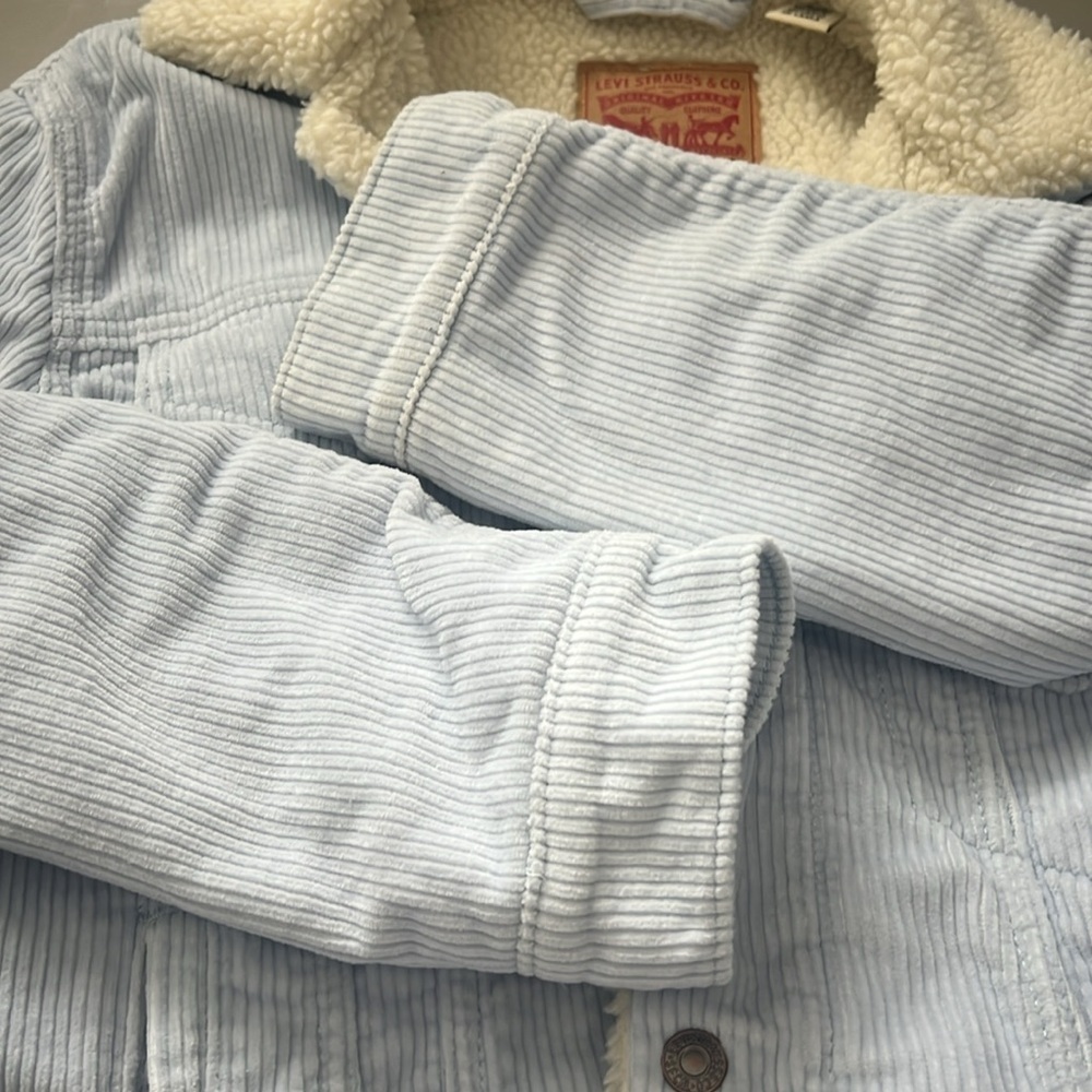 Levi’s Corduroy Faux Fur Jacket Blue Size Small - Picture 10 of 10